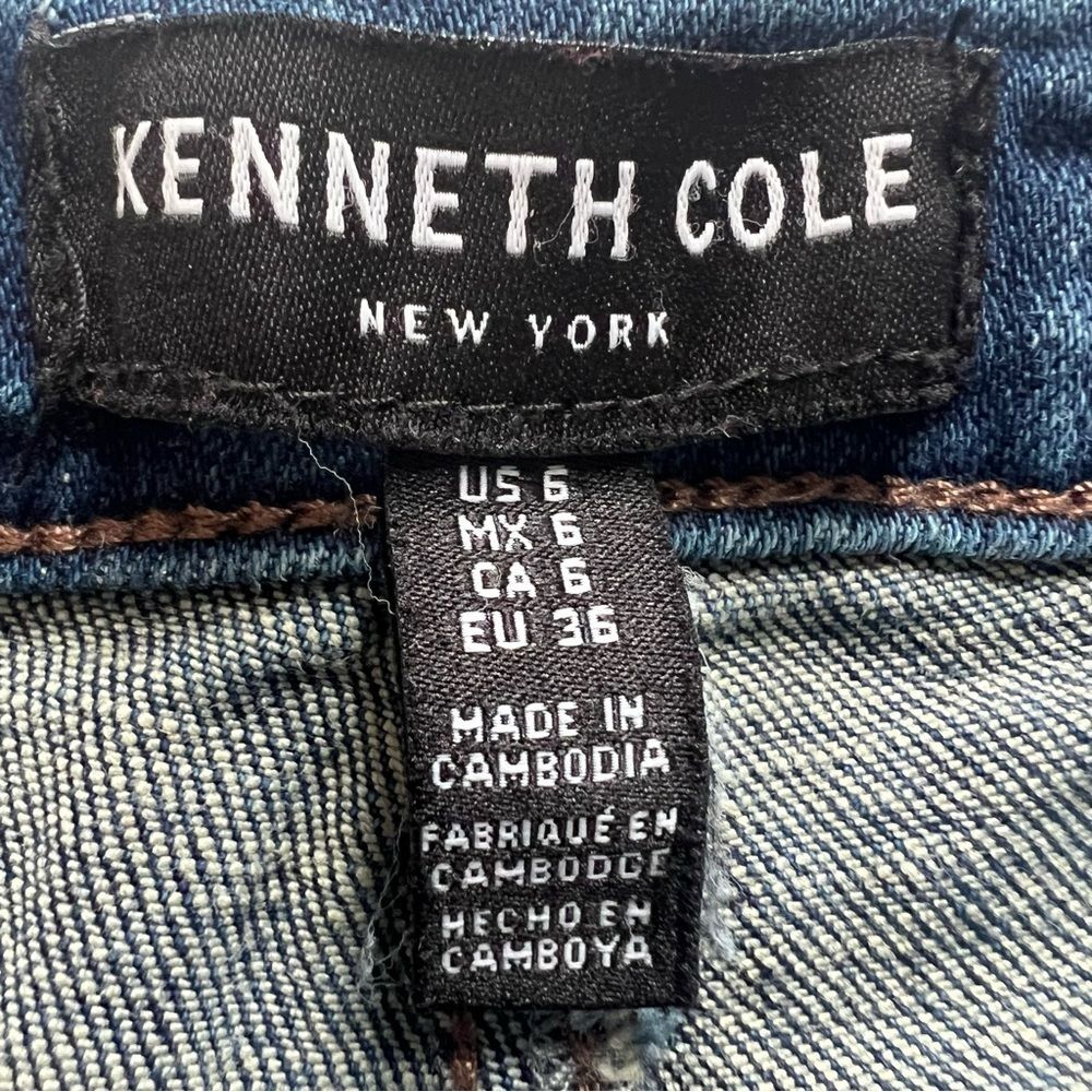Kenneth Cole NY Ankle Exposed Button Fly Raw Hem Straight Leg Stretch Jeans SZ 6 - Picture 9 of 14